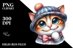 Expressive Cat Hat Watercolor Clipart Product Image 3