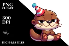 Animated Otter with Party Hat PNG Product Image 2