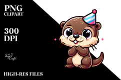 Animated Otter with Party Hat PNG Product Image 2