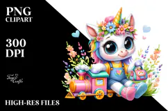 Goofy Baby Unicorn Train PNG Product Image 2