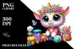Goofy Unicorn with Train PNG Product Image 2