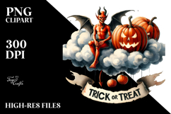 Retro Demon Halloween PNG Product Image 2