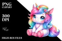 Colorful Baby Unicorn Watercolor Product Image 1