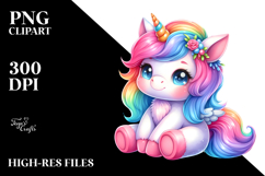 Colorful Baby Unicorn Clipart Product Image 2