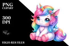 Colorful Baby Unicorn Clipart Product Image 2