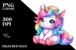 Colorful Baby Unicorn Clipart Product Image 3