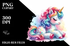 Colorful Baby Unicorn Watercolor Product Image 1