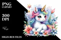 Colorful Baby Unicorn Watercolor Product Image 1