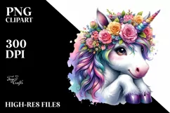 Cute Baby Unicorn Watercolor Drawing | Product Image 3