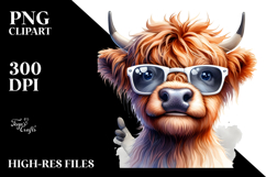 Enthusiastic Highland Cow PNG Product Image 2