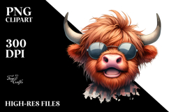 Enthusiastic Highland Cow PNG Product Image 2