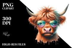 Enthusiastic Highland Cow PNG Product Image 2