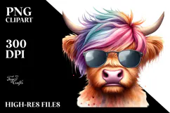 Enthusiastic Highland Cow PNG Product Image 2