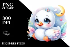 Colorful Baby Swan Moon Clipart Product Image 3
