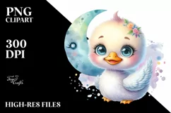 Colorful Baby Swan Moon Clipart Product Image 1