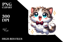 Joyful Kitten with Bow Tie PNG Product Image 2