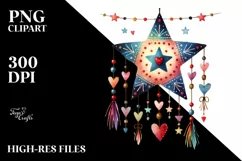 Boho Bird with Hanging Hearts, Transparent PNG Product Image 2