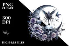Gothic Fairy on the Moon, PNG Product Image 2