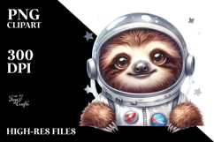 Cute Baby Sloth with Astronaut Helmet PNG Product Image 2