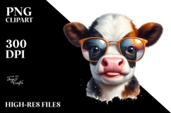 Funny Baby Cow with Sunglasses PNG Product Image 2