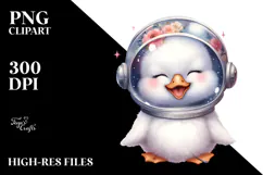 Cute Baby Swan Astronaut PNG Product Image 2