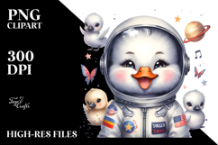 Energetic Baby Swan Astronaut PNG Product Image 2