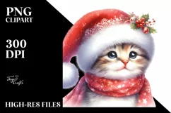 Cute Baby Cat with Santa Hat PNG Product Image 3