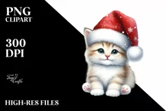 Cute Baby Cat with Santa Hat PNG Product Image 3