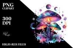 Colorful Watercolor Magical Celestial Mushroom Splashes Product Image 1
