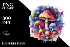Colorful Watercolor Magical Celestial Mushroom Splashes Product Image 1