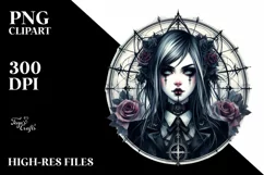 Detailed Gothic Girl PNG Product Image 1