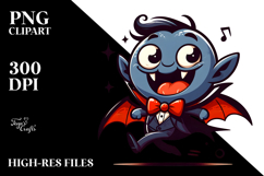 Goofy Cartoon Vampire with Bow Tie PNG Product Image 2