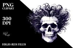 Simplistic Skull with Hair PNG Product Image 2