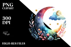 Simple Colorful Moon PNG Product Image 2