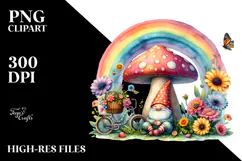 Colorful Gnome House with Rainbow and Flowers | Clipart Product Image 2