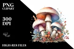 Detailed Mushroom Watercolor Splash PNG Product Image 1