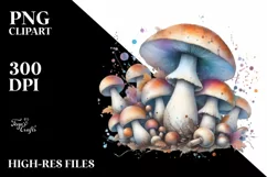 Detailed Mushroom Watercolor Splash PNG Product Image 3