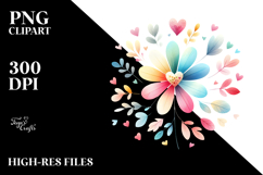 Simple Flower with Hearts PNG Product Image 2