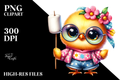 Vibrant Watercolor Goofy Cute Baby Chicken PNG Product Image 2