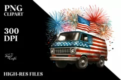 Vintage Dirty Van Fireworks USA Flag | Sublimation Clipart Product Image 3