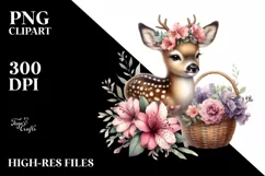Detailed Boho Cute Baby Deer with Azalea Bouquet | Product Image 3