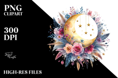 Boho Moon Stars Hanging | Sublimation Clipart Product Image 2