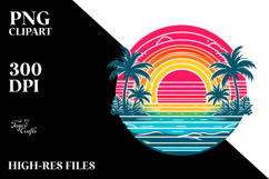 Retro Tropical Rainbow Sunset PNG Product Image 2