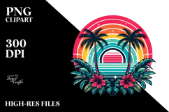 Retro Tropical Rainbow Sunset Clipart Product Image 2