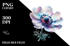 like Anemone with Watercolor Splash, PNG Product Image 2
