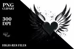 Colorful Heart with Wings PNG Product Image 2