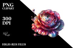 Shiny Ranunculus Watercolor | Sublimation | Clipart Product Image 1