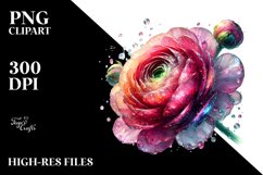 Shiny Watercolor Ranunculus | Clipart Product Image 1