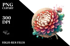 Wooden Shiny Chrysanthemum Splash | Clipart Product Image 2