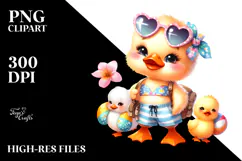 Whimsical Watercolor Baby Duck PNG Product Image 2